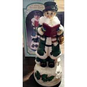 Holiday Gallery Musical Porcelain Caroler Turning Head Old Fashioned Christmas
